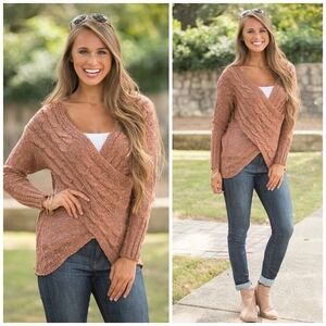 Pink Lily Brown Knit Sweater